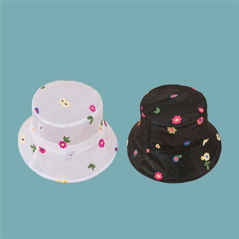 2021 Four Seasons Virághímzés Pamut Vödörsapka Halászsapka szabadtéri utazási napsapka nőknek 79