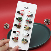 10Pcs/Set Djevojčice Slatke crtane božićne Elk kopče za kosu za djecu Mješovite Božićne ukosnice Pokloni Ukosnice Modni dodaci za kosu