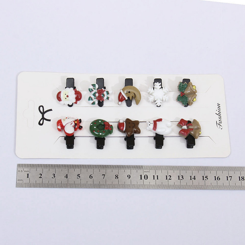 10Pcs/Set Djevojčice Slatke crtane božićne Elk kopče za kosu za djecu Mješovite Božićne ukosnice Pokloni Ukosnice Modni dodaci za kosu