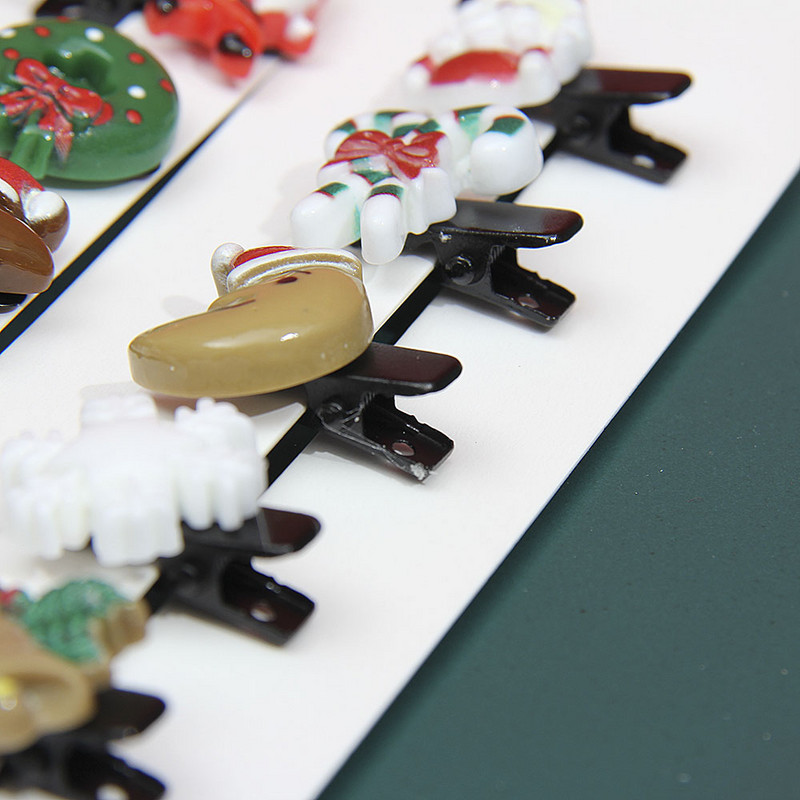 10Pcs/Set Djevojčice Slatke crtane božićne Elk kopče za kosu za djecu Mješovite Božićne ukosnice Pokloni Ukosnice Modni dodaci za kosu