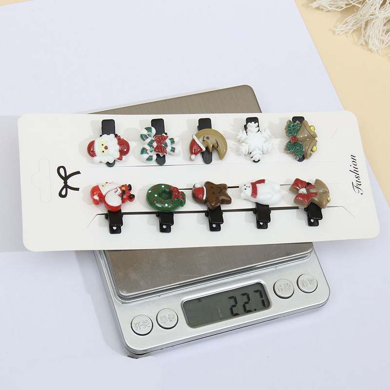10Pcs/Set Djevojčice Slatke crtane božićne Elk kopče za kosu za djecu Mješovite Božićne ukosnice Pokloni Ukosnice Modni dodaci za kosu