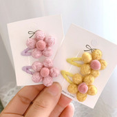 6db/Szett Sweet Toddlers Kids Mini Hajtűk Báránygyapjú Virágok Hajkapcsok Lányoknak Pamut Barrettes Őszi Téli Hajkiegészítő
