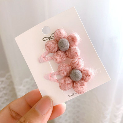6db/Szett Sweet Toddlers Kids Mini Hajtűk Báránygyapjú Virágok Hajkapcsok Lányoknak Pamut Barrettes Őszi Téli Hajkiegészítő