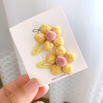 6db/Szett Sweet Toddlers Kids Mini Hajtűk Báránygyapjú Virágok Hajkapcsok Lányoknak Pamut Barrettes Őszi Téli Hajkiegészítő