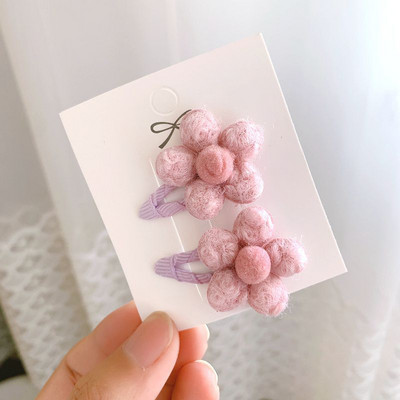 6db/Szett Sweet Toddlers Kids Mini Hajtűk Báránygyapjú Virágok Hajkapcsok Lányoknak Pamut Barrettes Őszi Téli Hajkiegészítő