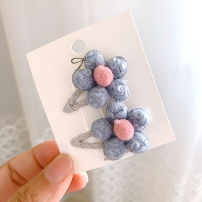6db/Szett Sweet Toddlers Kids Mini Hajtűk Báránygyapjú Virágok Hajkapcsok Lányoknak Pamut Barrettes Őszi Téli Hajkiegészítő