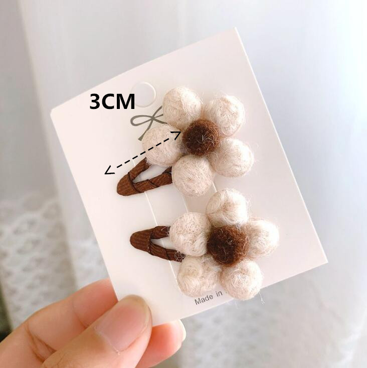 6db/Szett Sweet Toddlers Kids Mini Hajtűk Báránygyapjú Virágok Hajkapcsok Lányoknak Pamut Barrettes Őszi Téli Hajkiegészítő