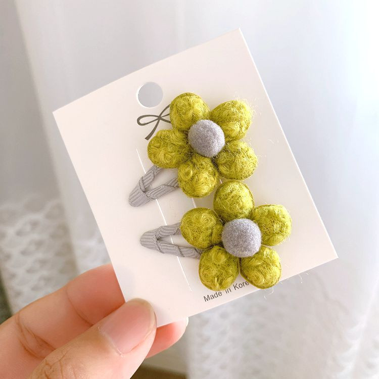 6db/Szett Sweet Toddlers Kids Mini Hajtűk Báránygyapjú Virágok Hajkapcsok Lányoknak Pamut Barrettes Őszi Téli Hajkiegészítő