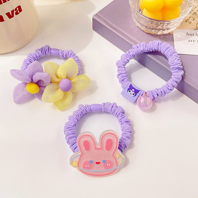 3/5 ks/sada detských roztomilých farieb kreslených kvetinových mašličiek, gumičiek do vlasov, dievčenských mäkkých elastických vlasových doplnkov