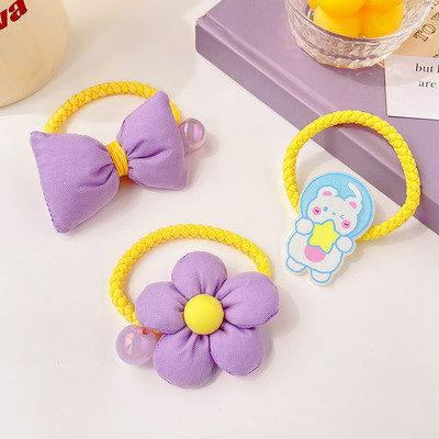 3/5 ks/sada detských roztomilých farieb kreslených kvetinových mašličiek, gumičiek do vlasov, dievčenských mäkkých elastických vlasových doplnkov