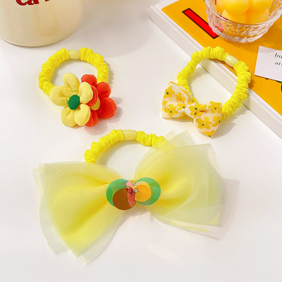 3/5 ks/sada detských roztomilých farieb kreslených kvetinových mašličiek, gumičiek do vlasov, dievčenských mäkkých elastických vlasových doplnkov
