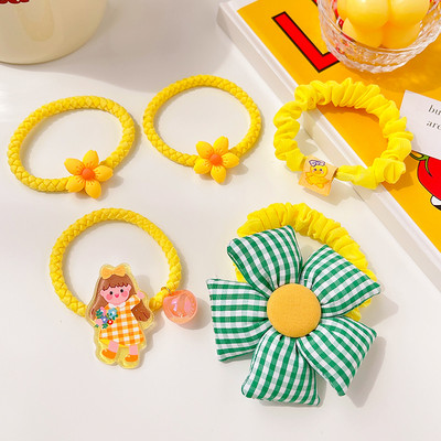 3/5 ks/sada detských roztomilých farieb kreslených kvetinových mašličiek, gumičiek do vlasov, dievčenských mäkkých elastických vlasových doplnkov