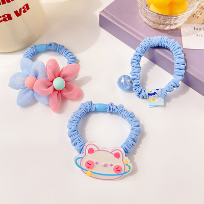 3/5 ks/sada detských roztomilých farieb kreslených kvetinových mašličiek, gumičiek do vlasov, dievčenských mäkkých elastických vlasových doplnkov