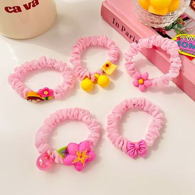 3/5 ks/sada detských roztomilých farieb kreslených kvetinových mašličiek, gumičiek do vlasov, dievčenských mäkkých elastických vlasových doplnkov