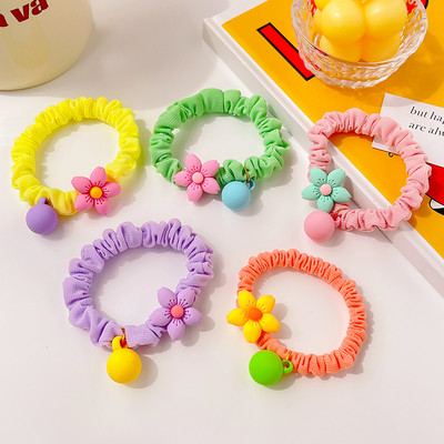 3/5 ks/sada detských roztomilých farieb kreslených kvetinových mašličiek, gumičiek do vlasov, dievčenských mäkkých elastických vlasových doplnkov