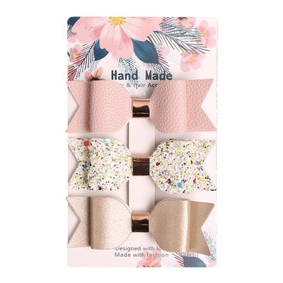 3 komada sirena 9x3 cm mašne za kosu Svjetlucava kopča za kosu Ružičasto zlato Svjetlucava kožna lijepa traka za glavu Ukosnice Princess Party ukras