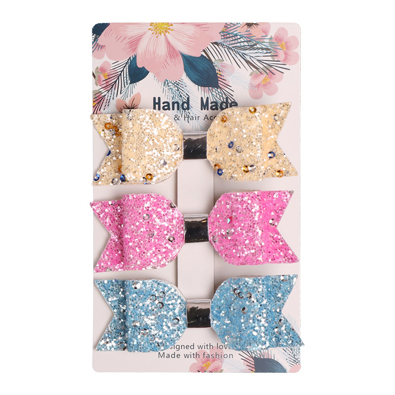 3 komada sirena 9x3 cm mašne za kosu Svjetlucava kopča za kosu Ružičasto zlato Svjetlucava kožna lijepa traka za glavu Ukosnice Princess Party ukras