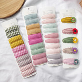 10 bucăți/set drăguț agrafe de păr coreeană carouri din țesătură solidă dantelă Daisy BB Clip pentru fete copii agrafe accesorii de păr