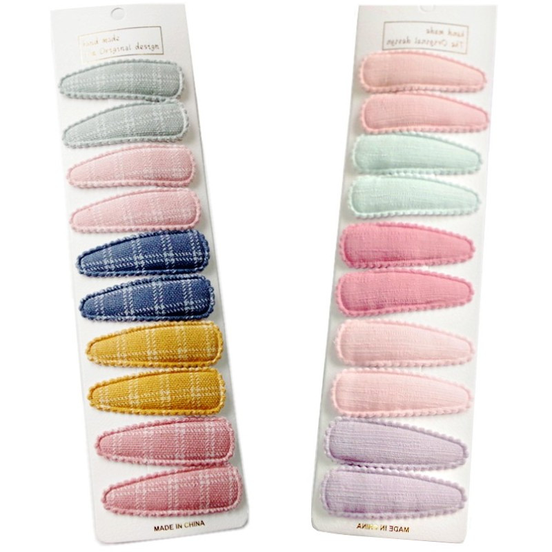 10 bucăți/set drăguț agrafe de păr coreeană carouri din țesătură solidă dantelă Daisy BB Clip pentru fete copii agrafe accesorii de păr