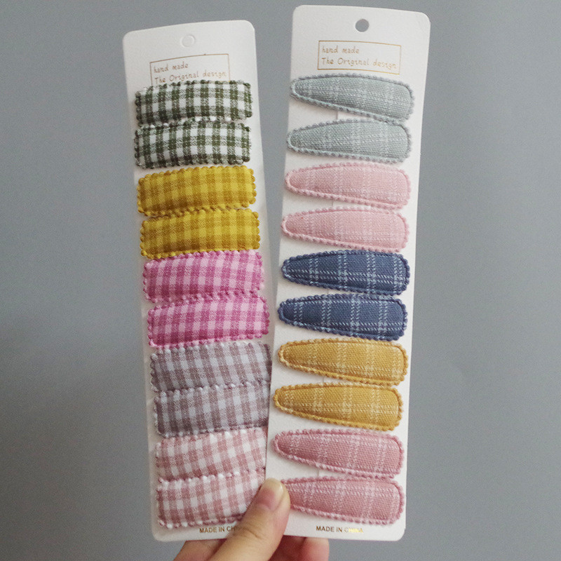 10 bucăți/set drăguț agrafe de păr coreeană carouri din țesătură solidă dantelă Daisy BB Clip pentru fete copii agrafe accesorii de păr