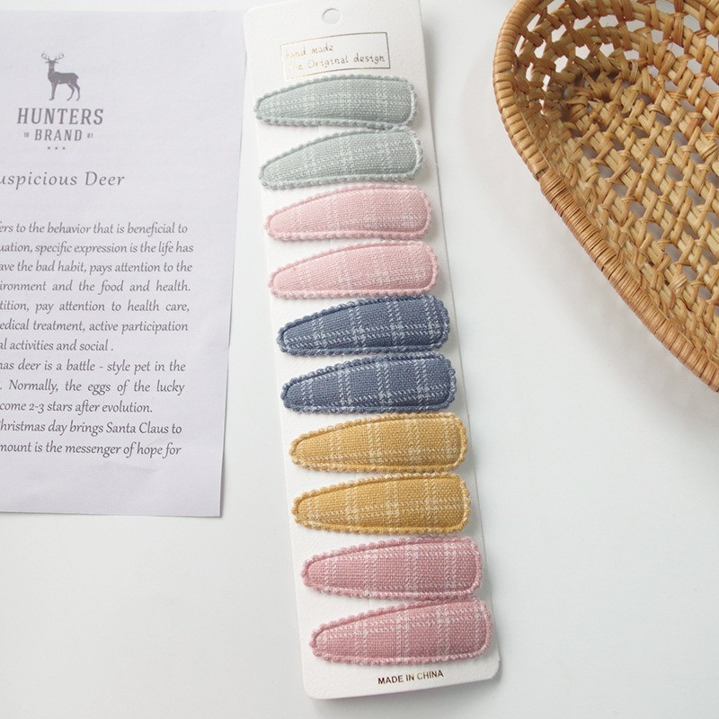 10 bucăți/set drăguț agrafe de păr coreeană carouri din țesătură solidă dantelă Daisy BB Clip pentru fete copii agrafe accesorii de păr