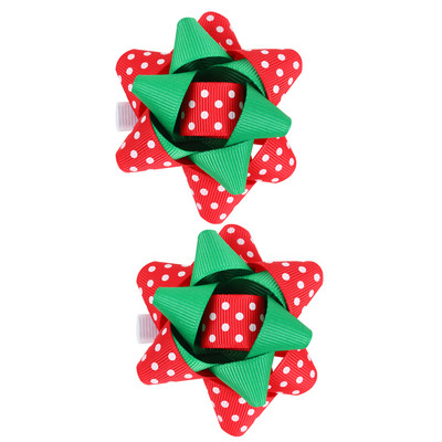 2 bucăți/set agrafe de păr cu panglică cu grosgrain de Crăciun pentru fetițe, agrafe cu flori, agrafe pentru festival, accesorii pentru păr