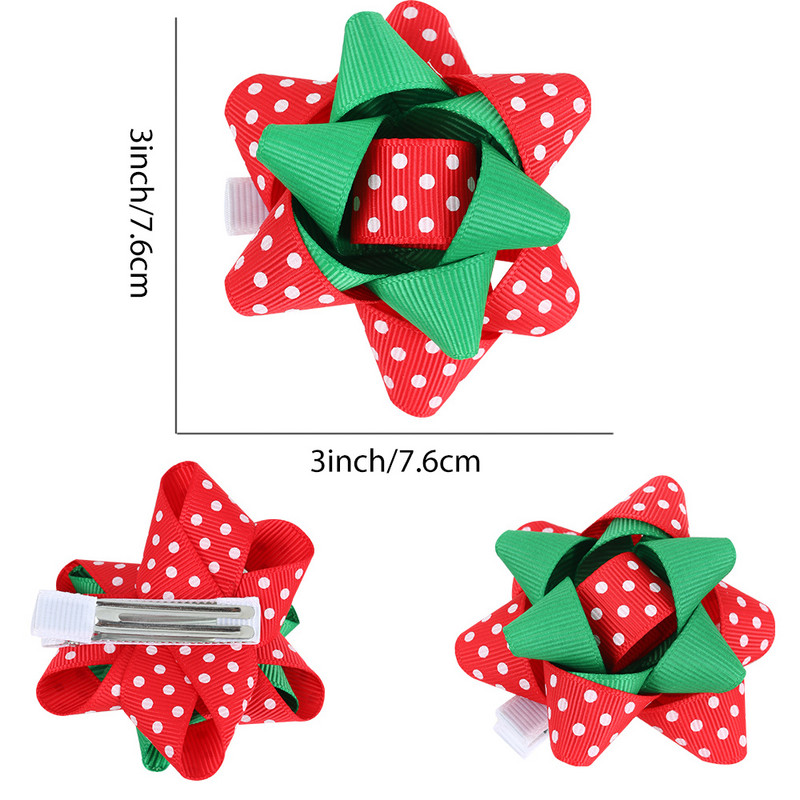 2 bucăți/set agrafe de păr cu panglică cu grosgrain de Crăciun pentru fetițe, agrafe cu flori, agrafe pentru festival, accesorii pentru păr