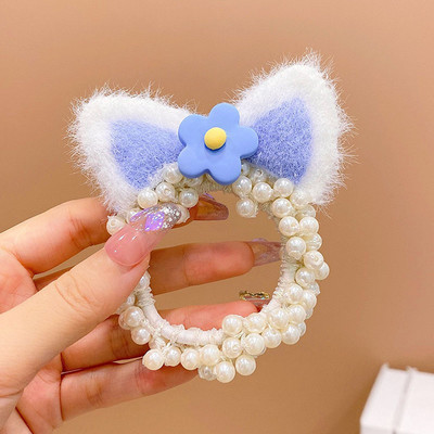 1 DB Macskafül Gyöngy Lányok Aranyos Gyerekek Rugalmas Hajpántok Gyermek Hajkötők Hercegnős Hajkiegészítők Baba fejfedők