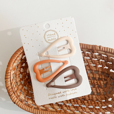 3db kávé meleg színű alappattintható baba hajcseppek lányoknak őszi színű hajbilincs tűk hajtűk pamut BB barrettes gyerek lány