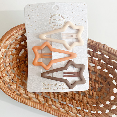 3db kávé meleg színű alappattintható baba hajcseppek lányoknak őszi színű hajbilincs tűk hajtűk pamut BB barrettes gyerek lány