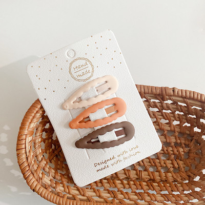 3db kávé meleg színű alappattintható baba hajcseppek lányoknak őszi színű hajbilincs tűk hajtűk pamut BB barrettes gyerek lány