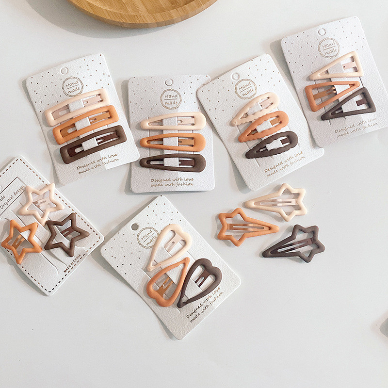 3db kávé meleg színű alappattintható baba hajcseppek lányoknak őszi színű hajbilincs tűk hajtűk pamut BB barrettes gyerek lány