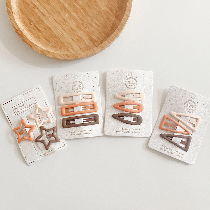 3db kávé meleg színű alappattintható baba hajcseppek lányoknak őszi színű hajbilincs tűk hajtűk pamut BB barrettes gyerek lány