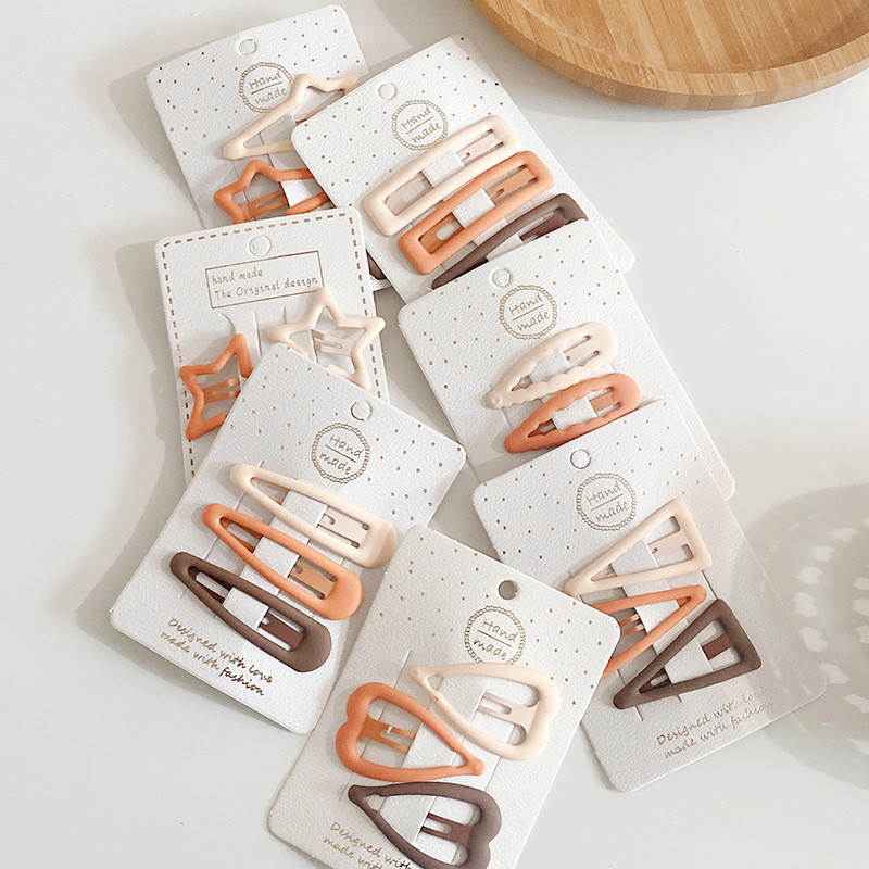 3db kávé meleg színű alappattintható baba hajcseppek lányoknak őszi színű hajbilincs tűk hajtűk pamut BB barrettes gyerek lány