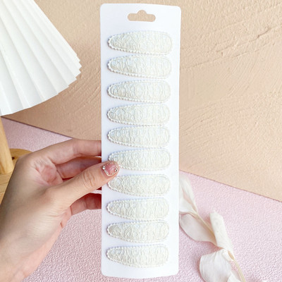 10Pcs/Set Čipkasti Pamuk Slatki Basic Snap BB kopča Jednobojna Bobby Ukosnica Obična prugasta Pokrivala za glavu za djecu Dodaci za kosu Poklon