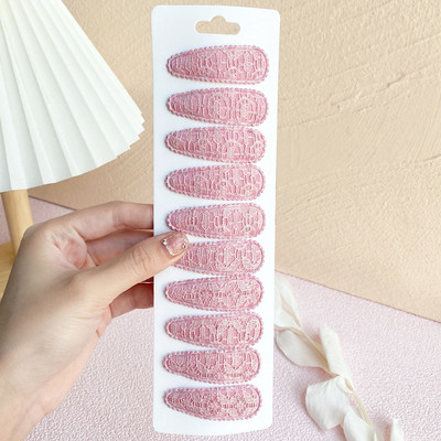 10Pcs/Set Čipkasti Pamuk Slatki Basic Snap BB kopča Jednobojna Bobby Ukosnica Obična prugasta Pokrivala za glavu za djecu Dodaci za kosu Poklon