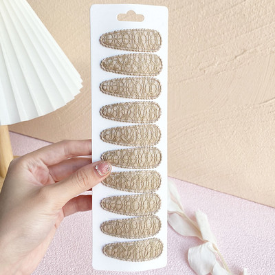 10Pcs/Set Čipkasti Pamuk Slatki Basic Snap BB kopča Jednobojna Bobby Ukosnica Obična prugasta Pokrivala za glavu za djecu Dodaci za kosu Poklon