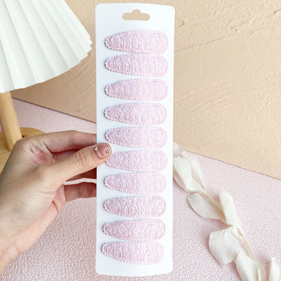 10Pcs/Set Čipkasti Pamuk Slatki Basic Snap BB kopča Jednobojna Bobby Ukosnica Obična prugasta Pokrivala za glavu za djecu Dodaci za kosu Poklon