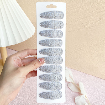 10Pcs/Set Čipkasti Pamuk Slatki Basic Snap BB kopča Jednobojna Bobby Ukosnica Obična prugasta Pokrivala za glavu za djecu Dodaci za kosu Poklon