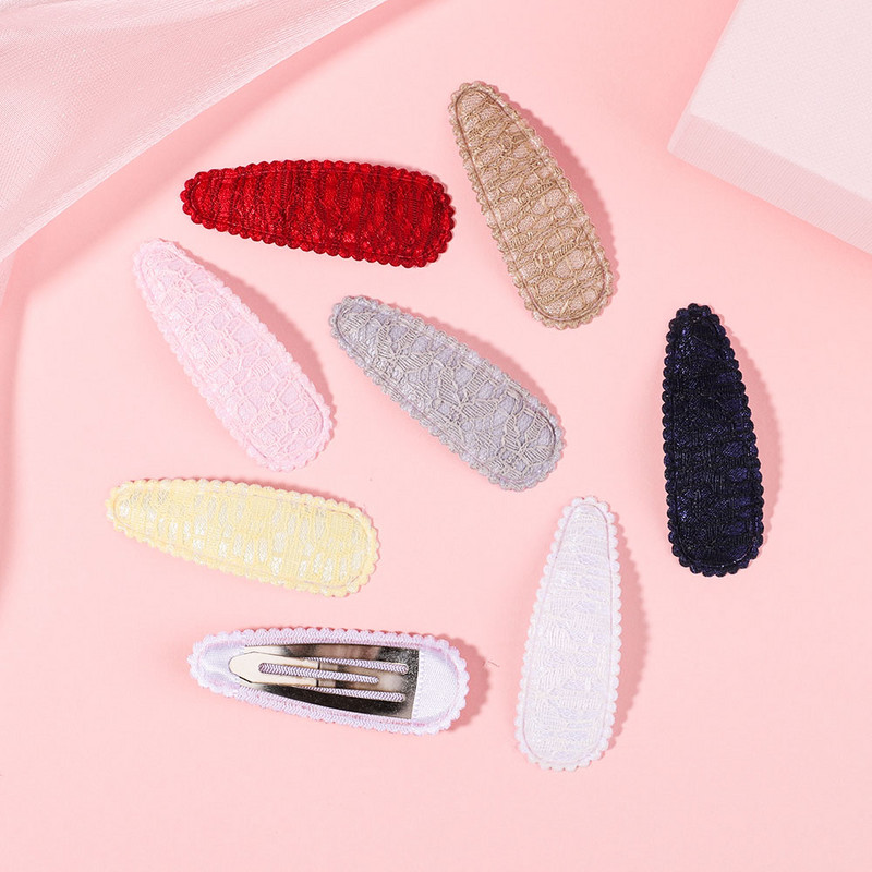 10Pcs/Set Čipkasti Pamuk Slatki Basic Snap BB kopča Jednobojna Bobby Ukosnica Obična prugasta Pokrivala za glavu za djecu Dodaci za kosu Poklon