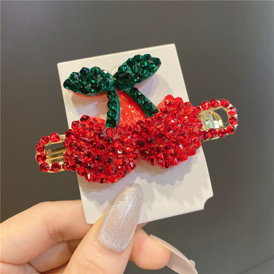 2023 drăguț roșu căpșuni cireșe accesorii de păr cu stras fructe benzi de cauciuc benzi elastice pentru păr agrafe de păr bareta en-gros