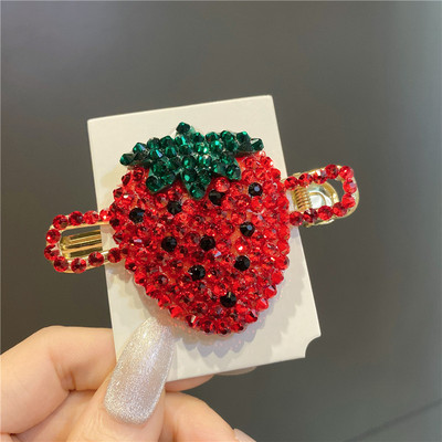 2023 drăguț roșu căpșuni cireșe accesorii de păr cu stras fructe benzi de cauciuc benzi elastice pentru păr agrafe de păr bareta en-gros