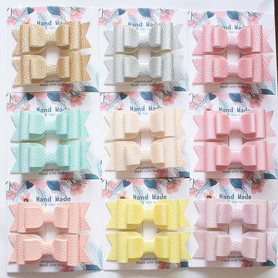Cute Kids Hajkiegészítő 2db/kártya заколка для вол Lovely Bow PU bőr hajcsatok nőknek Aranyos hajtű lányok