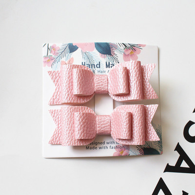 Slatki dječji dodatak za kosu 2 kom/kartica zakolka dlâ vol Prekrasna mašna PU kožne kopče za kosu za žene Slatke ukosnice za djevojke