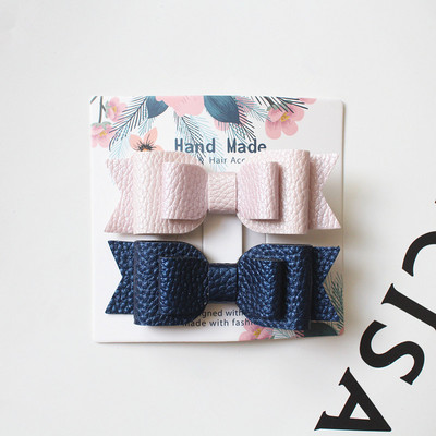 Slatki dječji dodatak za kosu 2 kom/kartica zakolka dlâ vol Prekrasna mašna PU kožne kopče za kosu za žene Slatke ukosnice za djevojke