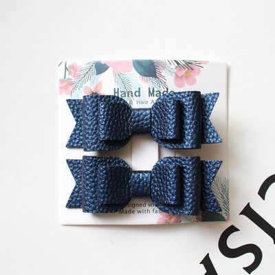 Slatki dječji dodatak za kosu 2 kom/kartica zakolka dlâ vol Prekrasna mašna PU kožne kopče za kosu za žene Slatke ukosnice za djevojke