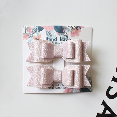 Slatki dječji dodatak za kosu 2 kom/kartica zakolka dlâ vol Prekrasna mašna PU kožne kopče za kosu za žene Slatke ukosnice za djevojke