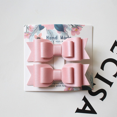 Slatki dječji dodatak za kosu 2 kom/kartica zakolka dlâ vol Prekrasna mašna PU kožne kopče za kosu za žene Slatke ukosnice za djevojke