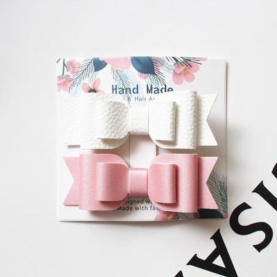 Slatki dječji dodatak za kosu 2 kom/kartica zakolka dlâ vol Prekrasna mašna PU kožne kopče za kosu za žene Slatke ukosnice za djevojke