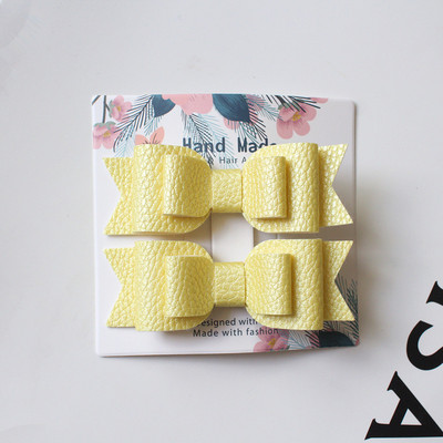 Slatki dječji dodatak za kosu 2 kom/kartica zakolka dlâ vol Prekrasna mašna PU kožne kopče za kosu za žene Slatke ukosnice za djevojke